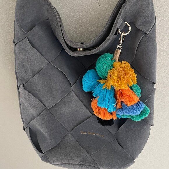 THE WOLF GANG 100% Grey Suede Leather Crossbody Bag/Detachable Tassels: NWOT! - Picture 1 of 9